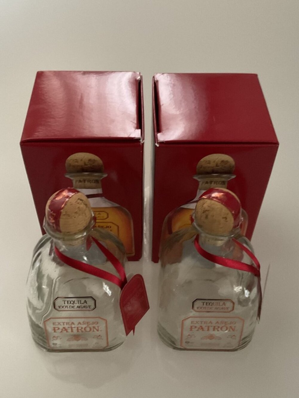 2- 375 ML PATRON EXTRA ANEJO TEQUILA BOTTLES WITH BOXES & TAGS
